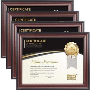 New 8.5x11 Document frames,Real Glass Fronts, 4 Pack Certificate Frames
